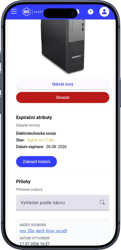 Formulář zápisu majetku